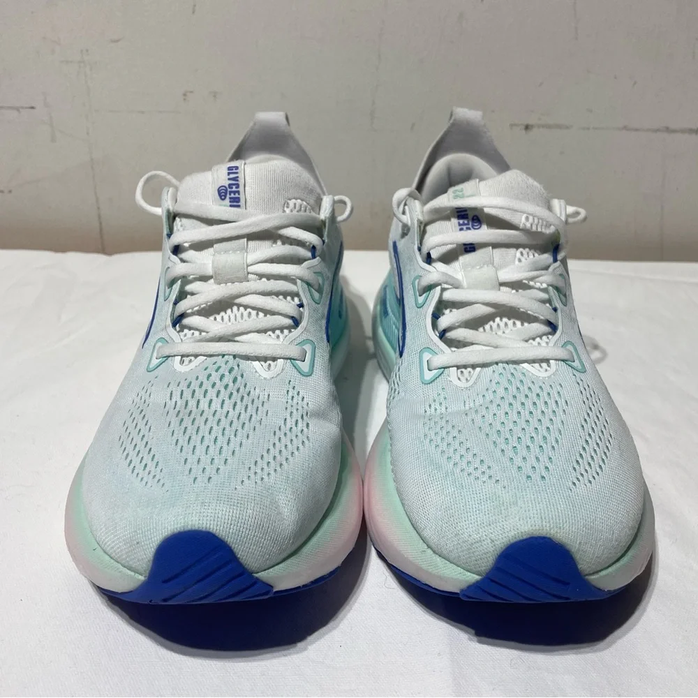 Brooks Women's Glycerin GTS 22 Running Shoe 10.5 White Limpet Shell Amparo Blue - Picture 2 of 16